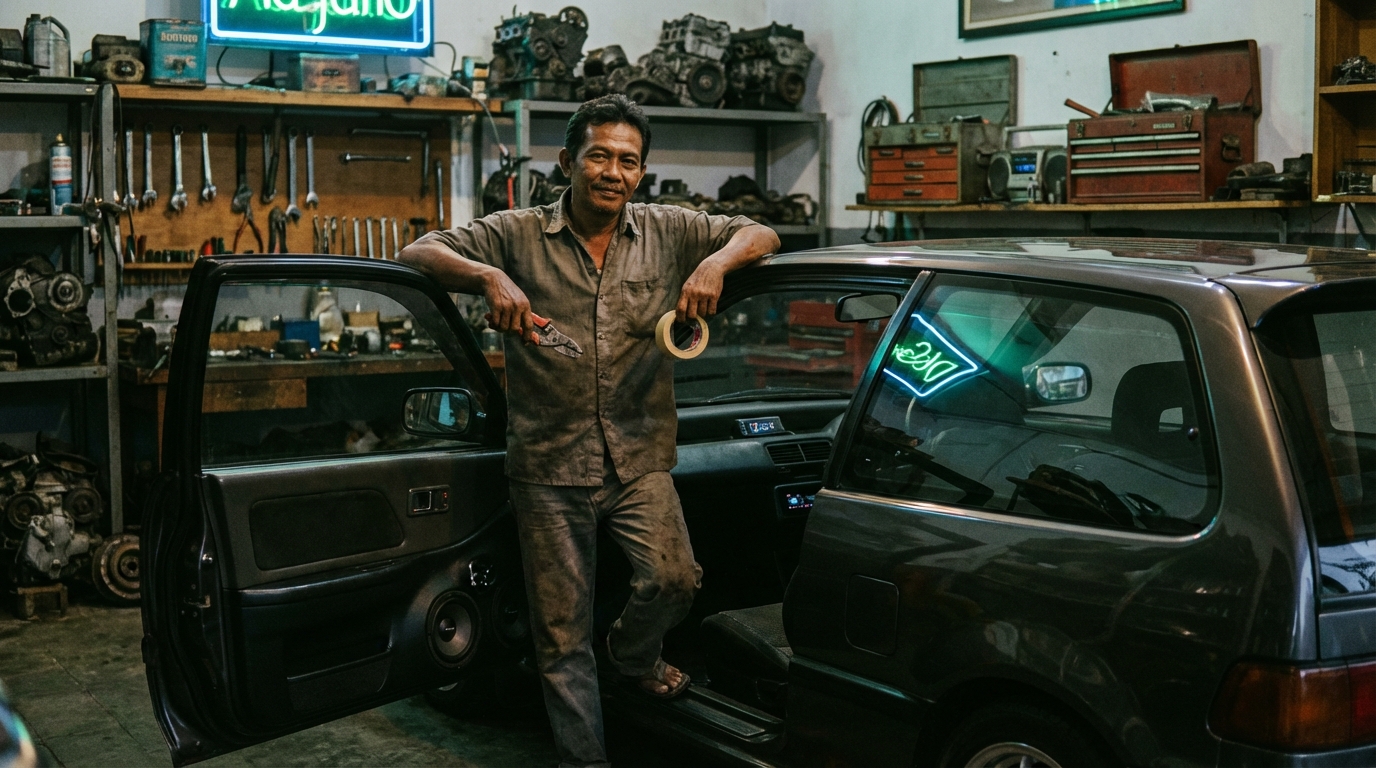 Panduan teknis cara pasang audio mobil bebas storing dengan teknik urut kabel dan grounding yang benar pada mobil tua.